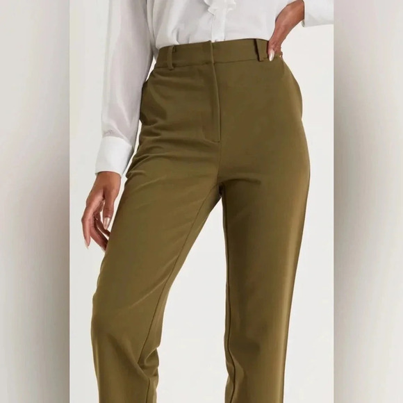 Lulus Pants - NEW w/tags (NWT) Lulu’s Ideal Aura Olive Green High Rise Slim Leg Trouser Pants